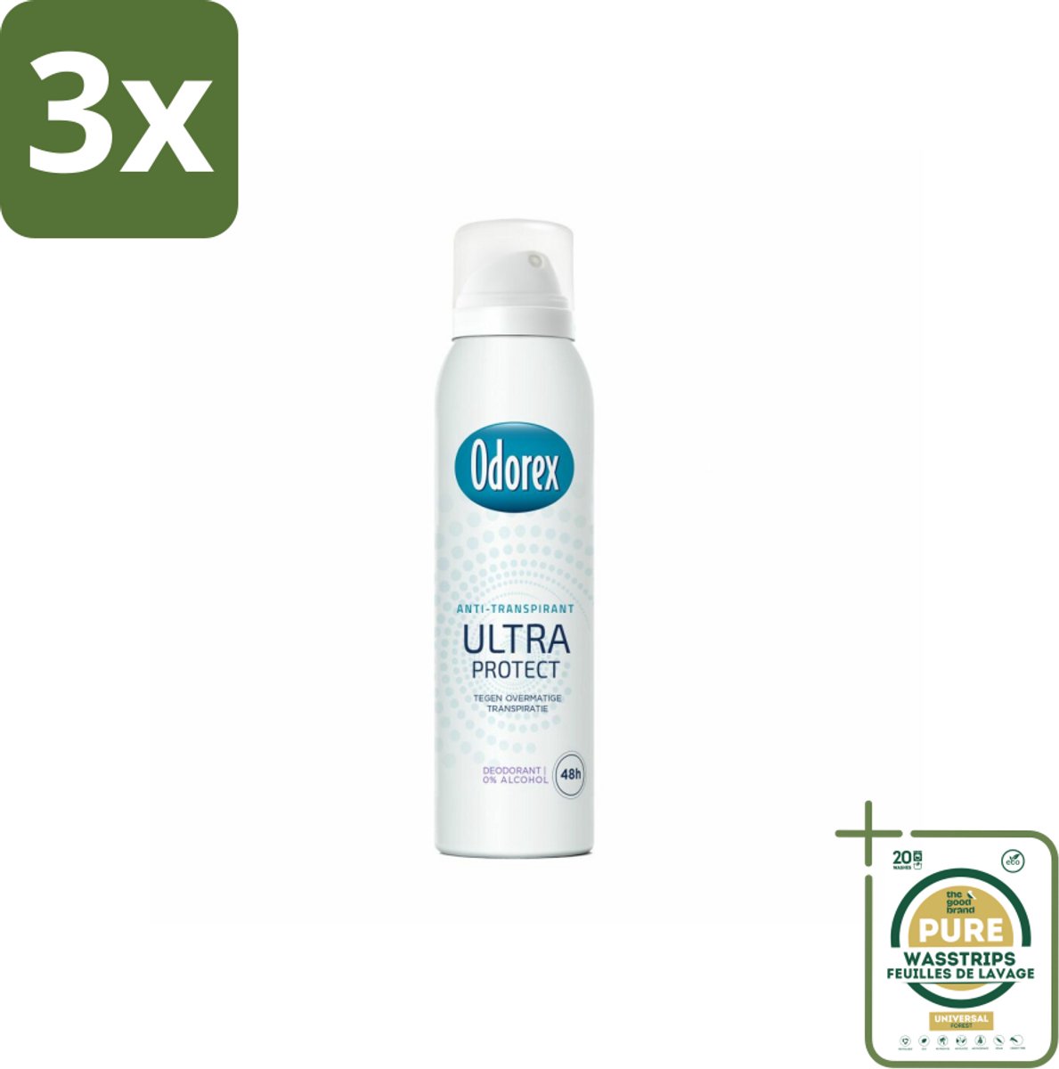 3 x Odorex - Deodorant Spray - Ultra Protect - Extra Krachtig - 150 ml - Grootverpakking - Anti-transpirant Spray - Zweetvermindering - Geurvermindering - Huidvriendelijk - 48 Uur Bescherming