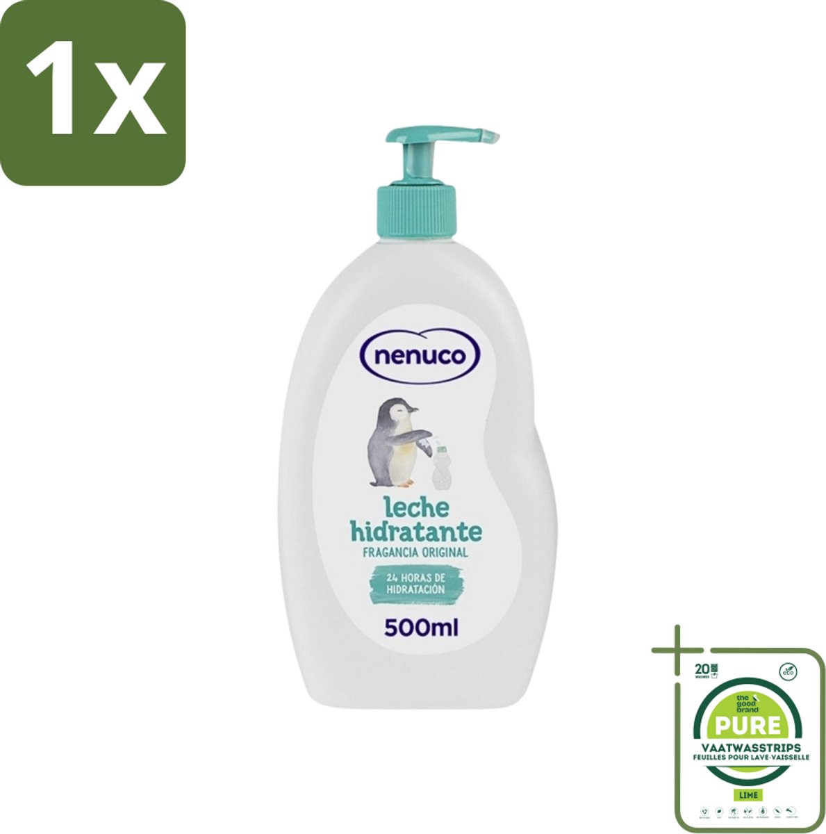 1 x Nenuco - Bodymilk - Verzorgende Bodylotion - Hydraterend - Met Pomp - 500 ml - Baby Bodymilk - Hydraterende Bodylotion - Babyhuid Verzorging - Shea Butter - Nenuco Bodymilk
