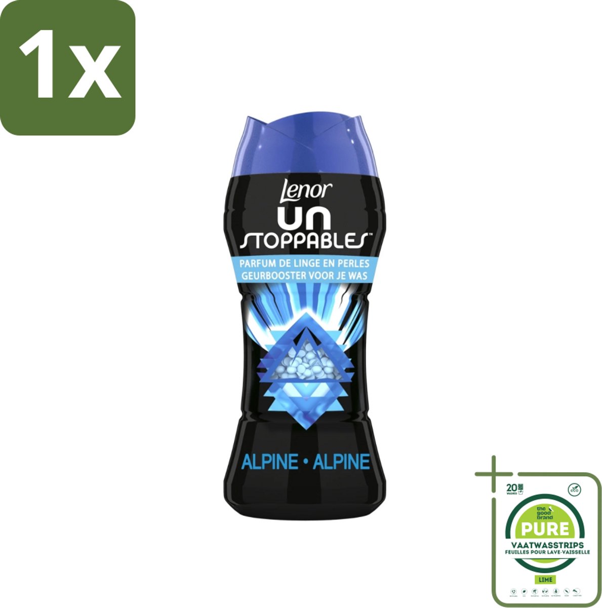 1 x Lenor - Unstoppables - Geurparels - Alpine - Wasverzachter - 224 g - Geurparels - Wasverzachter - Frisheid - Wasgeur - Wasgeurboost