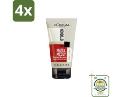 L'Oréal Studio Line Matt & Messy Zero Shine Fibre Paste 150 ml - Voordeelverpakking - 4 stuks - Ruige haar - Stijlvol haar