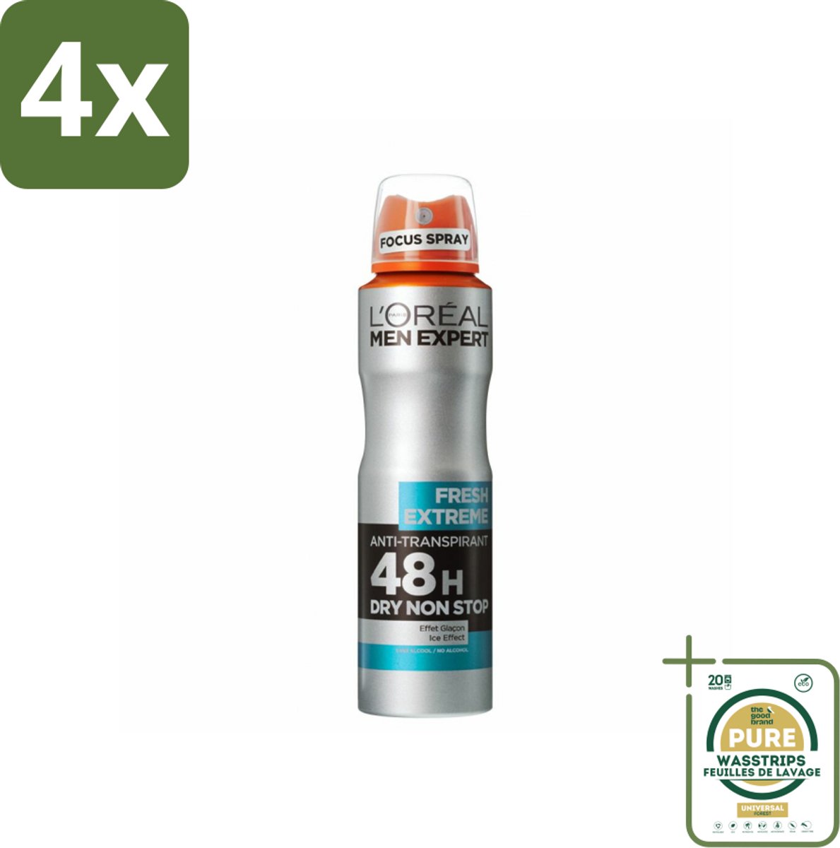 L'Oréal Men Expert Deodorant Spray Fresh Extreme 150 ml - Voordeelverpakking - 4 stuks - Transpiratiecontrole - Frisse geur