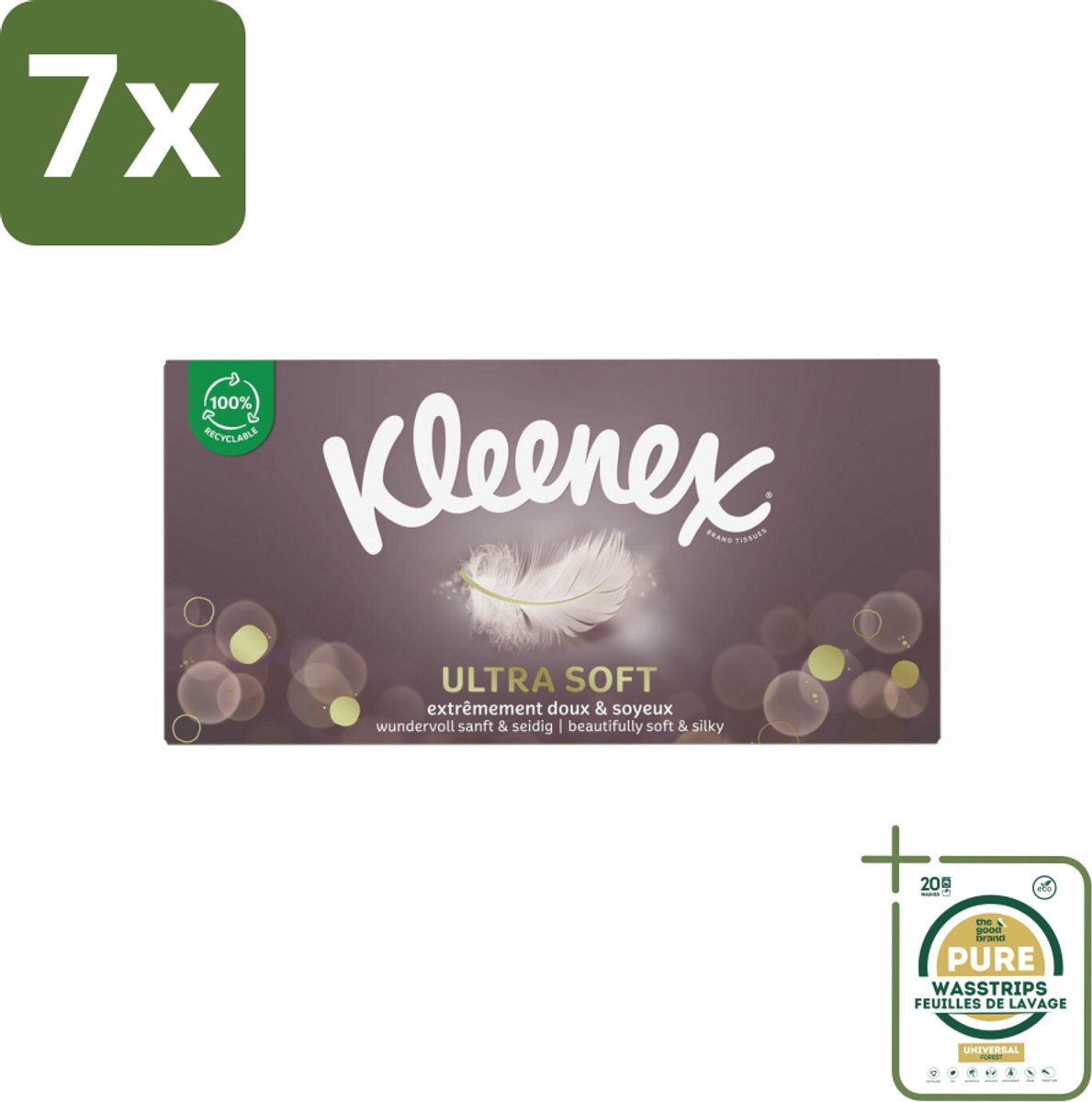 7 x Kleenex Tissues Ultra Soft 64 stuks per verpakking - Grootverpakking - Kleenex Ultrasoft Tissues - Zachte Tissues - Verkoudheid - Tranen - Gezicht Opfrissen