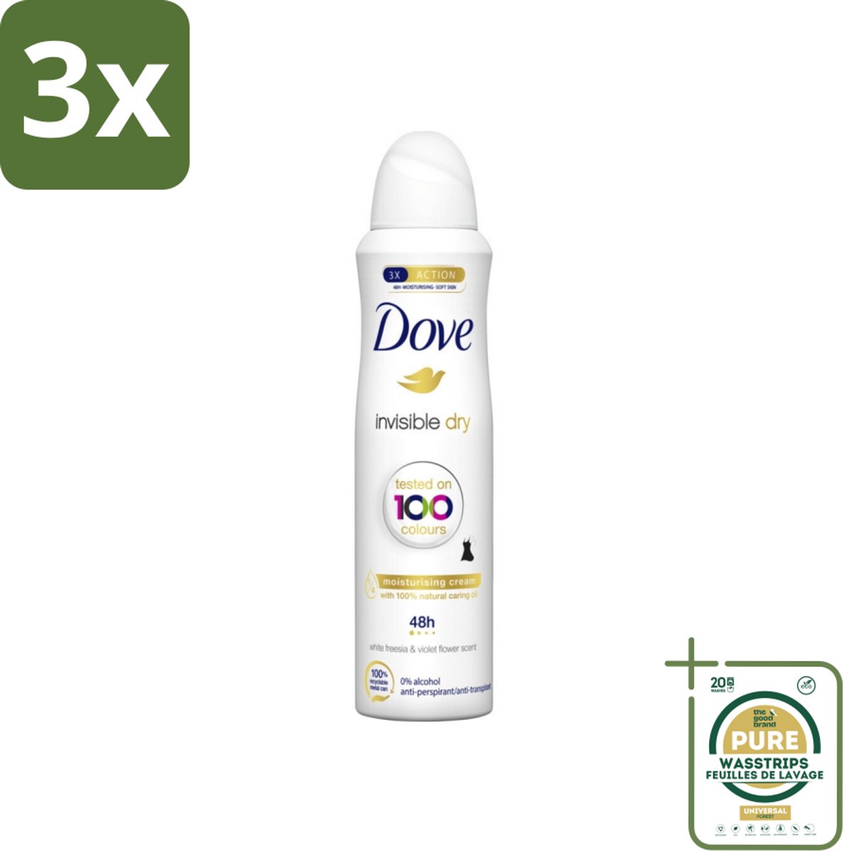 3 x Dove - Deodorant - Spray Invisible Dry - Onzichtbare bescherming - 250 ml - Grootverpakking - Onze Zichtbare Vlekken - Onzichtbare Frisheid - Deodorant Spray - Zweet En Geur Bescherming - 250 Ml Deodorant