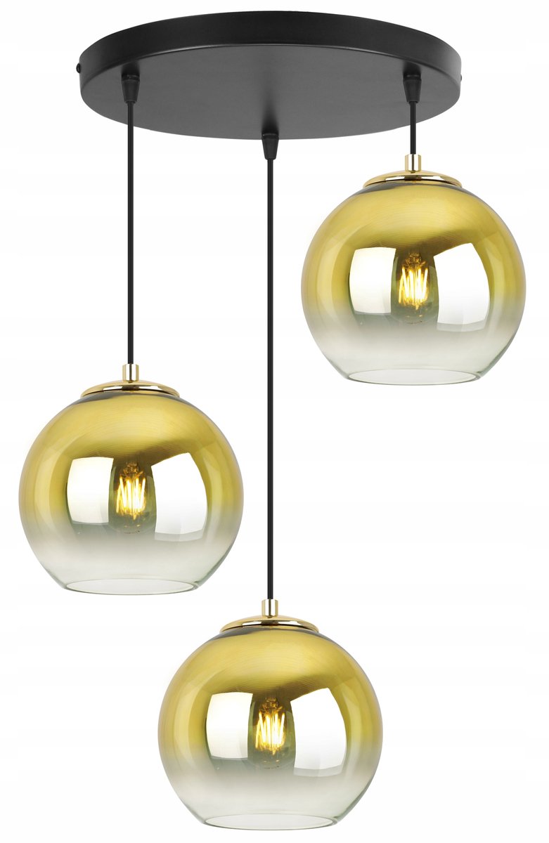 Gouden Hanglamp Bergen 3-lichts Glas Glamour Stijl