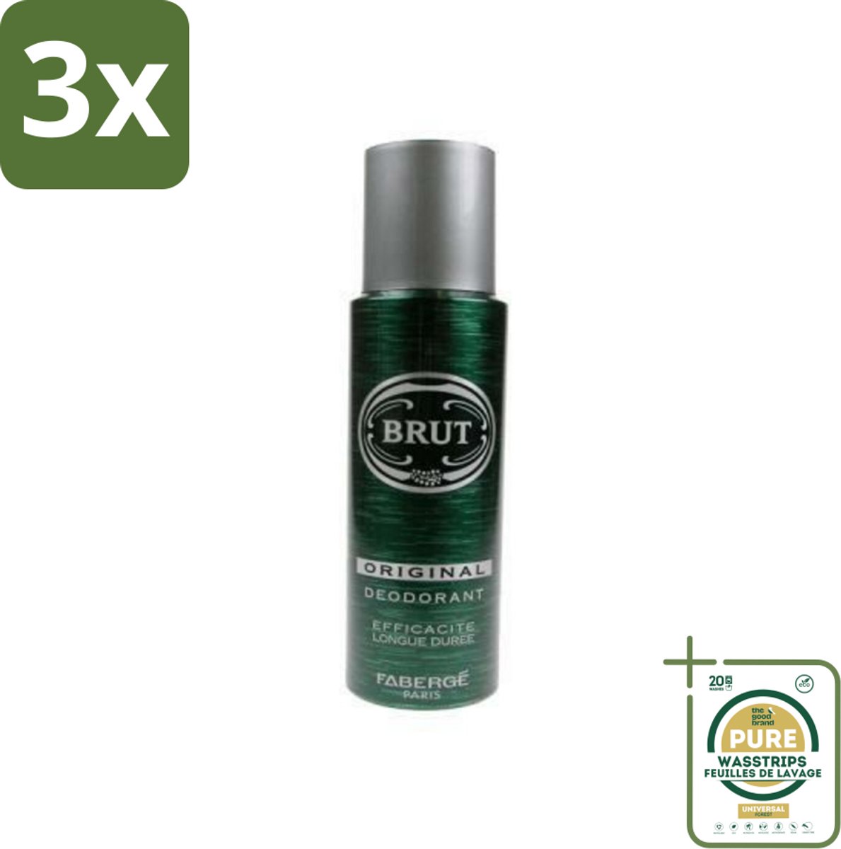 3 x Brut Deospray Original Brut 200 ml - Grootverpakking - Deodorant Spray - Mannelijke Geur - Langdurige Frisheid - Zweetbevochtiging - Klassieke Geur