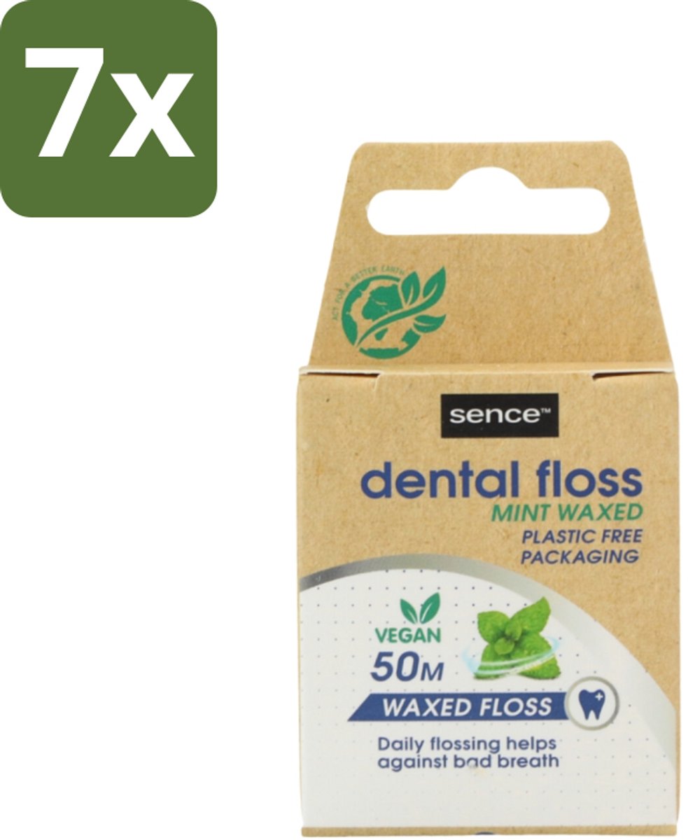 7 x Sence - Fresh Mint - Flosdraad - Verfrissend - 50 meter - Flosdraad - Mondhygiëne - Tanden Reinigen - Tandplak Verwijderen - Frisse Mond