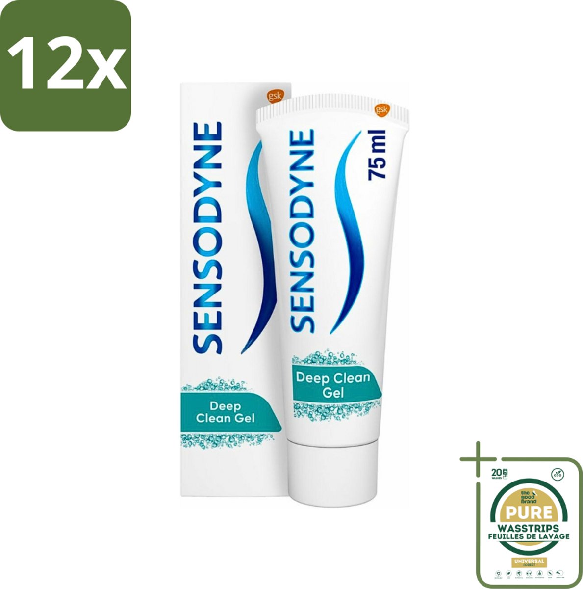 Sensodyne - Tandpasta - Deep Clean - Voor Frisse Adem - 75 ml - Voordeelverpakking - 12 stuks - Frisse adem - Tandpasta