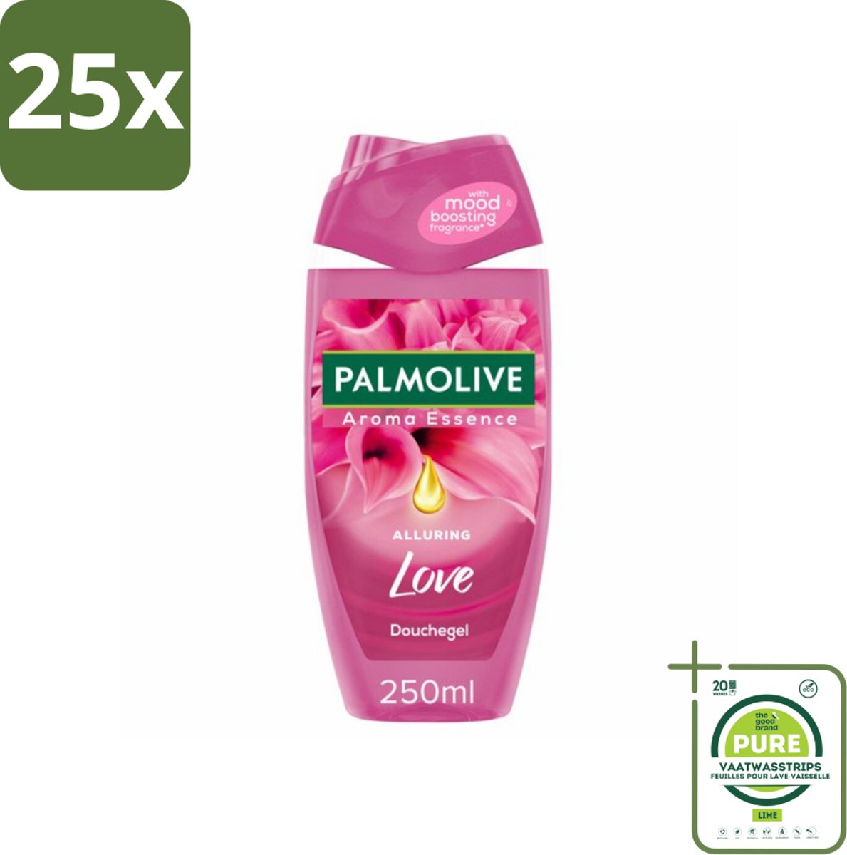 25 x Palmolive Douchegel Aroma Essence Alluring Love 250 ml - Grootverpakking - Douchegel - Geur - Hydratatie - Verzorging - Bloemige Geur