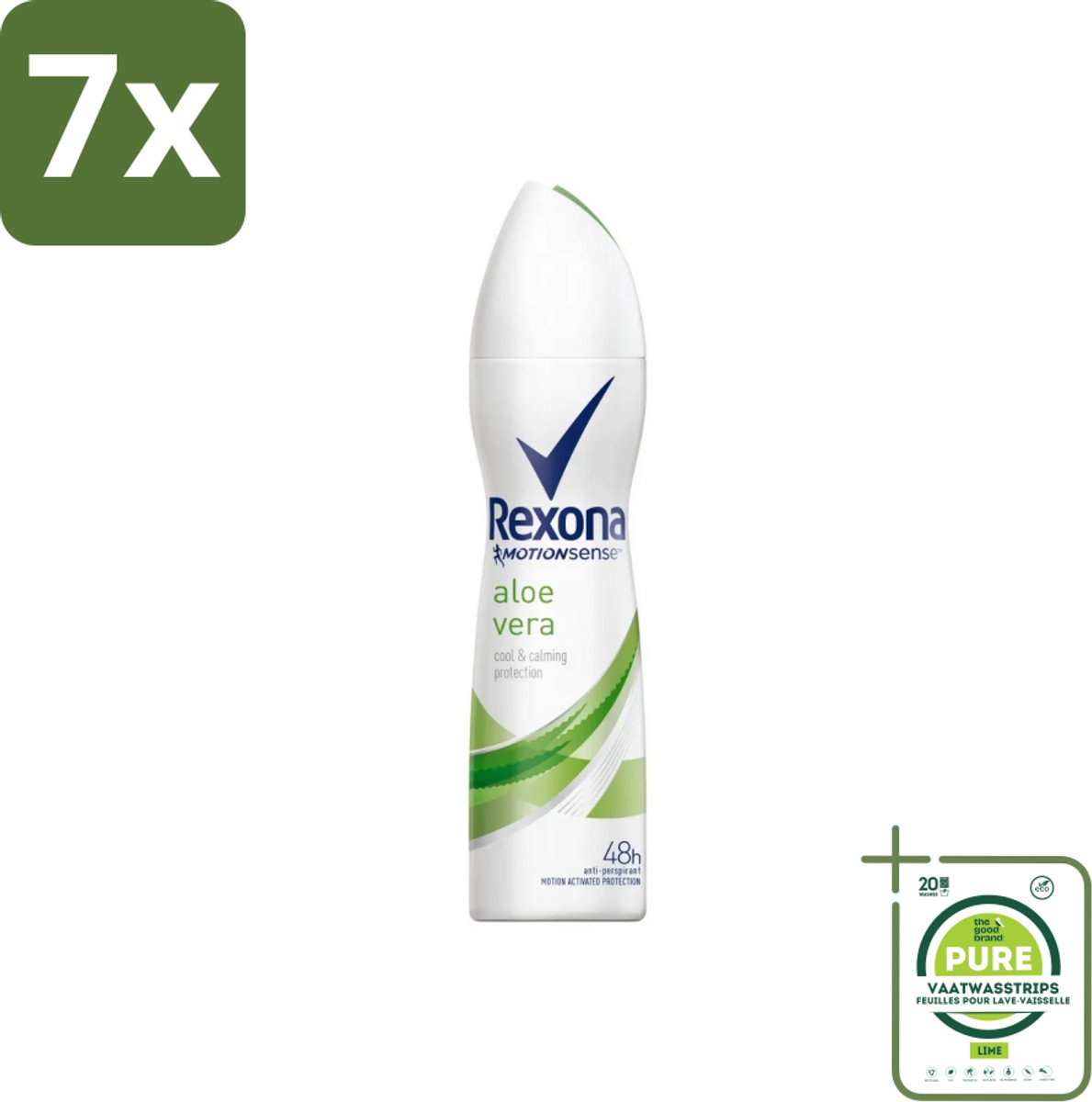 7 x Rexona - Fresh Aloe Vera - Deodorant Spray - 150 ml - Grootverpakking - Deodorant Spray - Aloë Vera - 48 Uur Bescherming - Zweet En Geur - Huid Verzorging