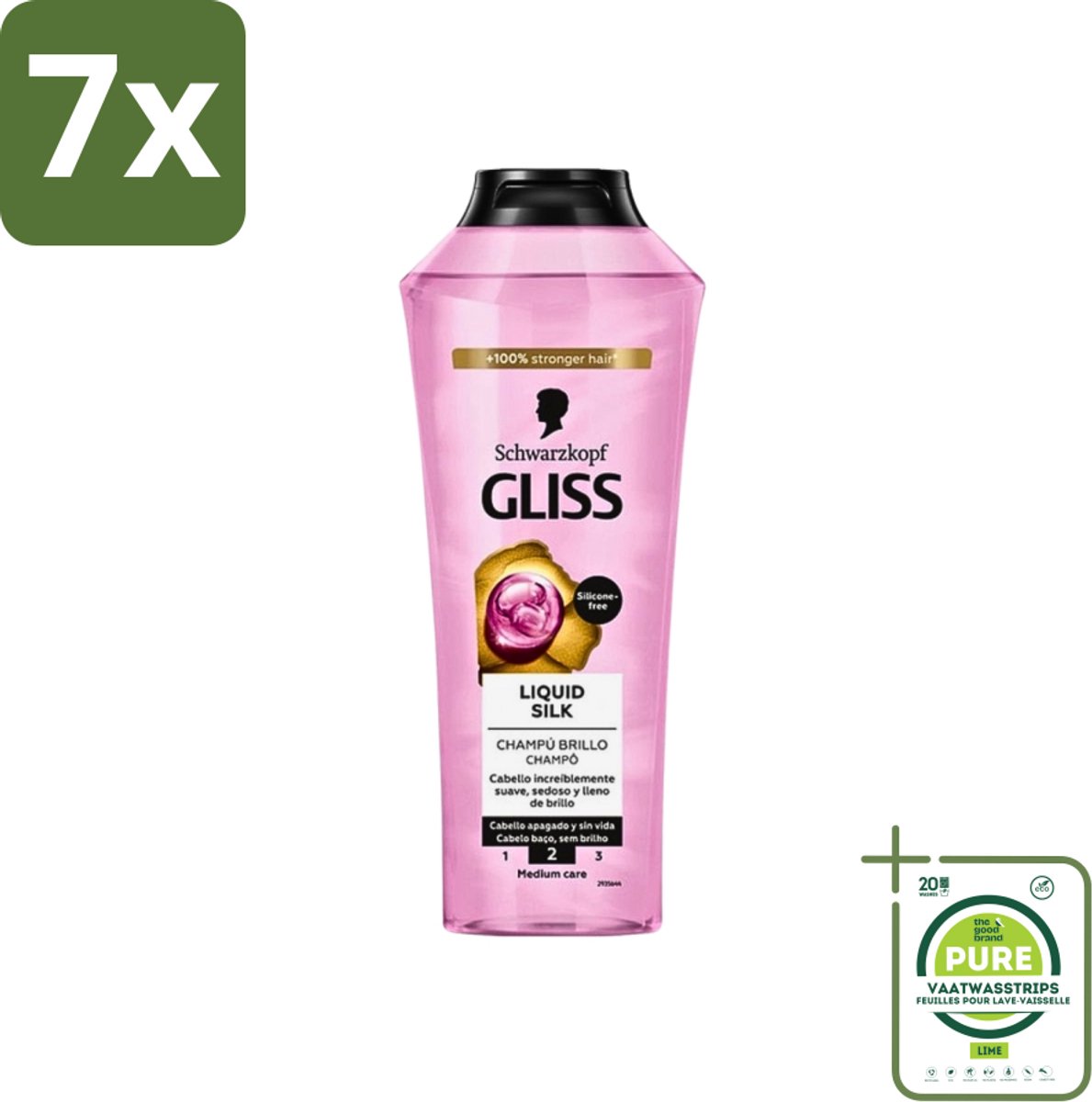 7 x Gliss-Kur - Shampoo - Liquid Silk - Zijdezachte Haarverzorging - 400 ml - Grootverpakking - Zijdezachte Haarschampoo - Haarverzorging - Haarvoeding - Glanzend Haar - Haarstructuur
