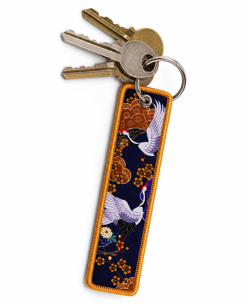 Sleutelhanger - geluksbrenger - Japan - Kraanvogel geel - 1 stuks