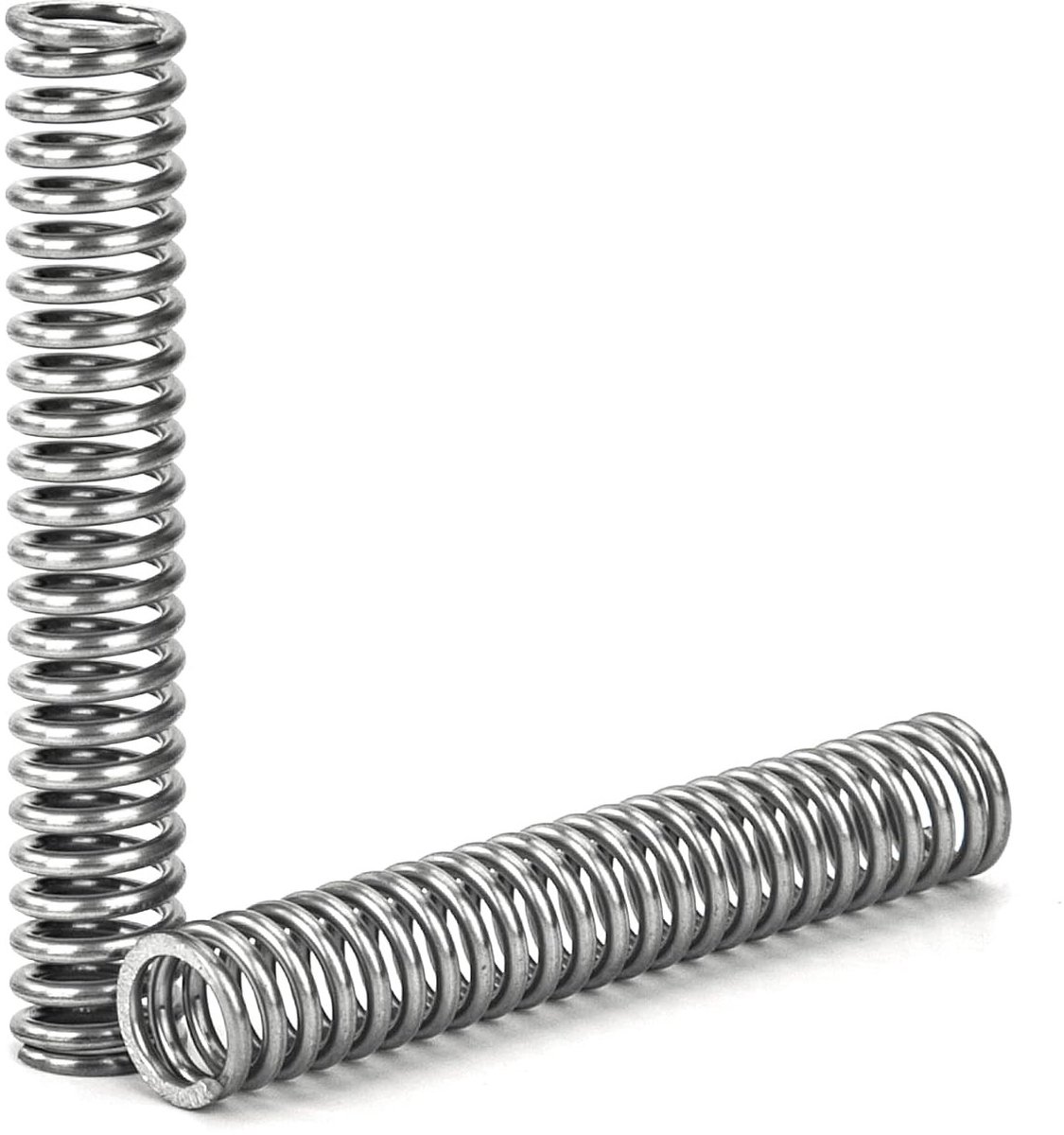 RVS compressieveren met een draaddiameter van 1,1 mm, 8 mm lengte en een veerweerstand van 3,6 kg - set van 10 stuks
