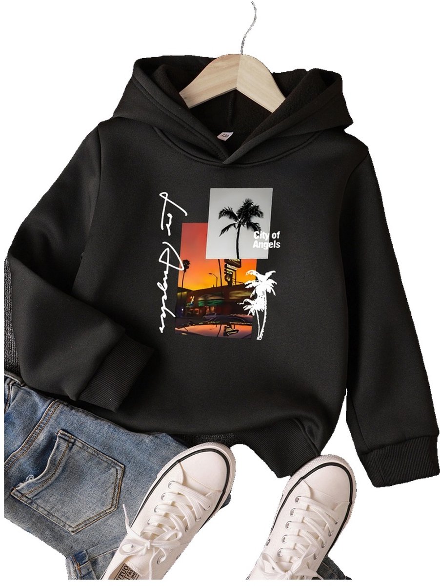 Currero Hoodie Jongens Warme Hoodie Met Capuchon Comfortabele Sweater Casual Trui Pullover Jongenstrui 13 Jaar Zwart