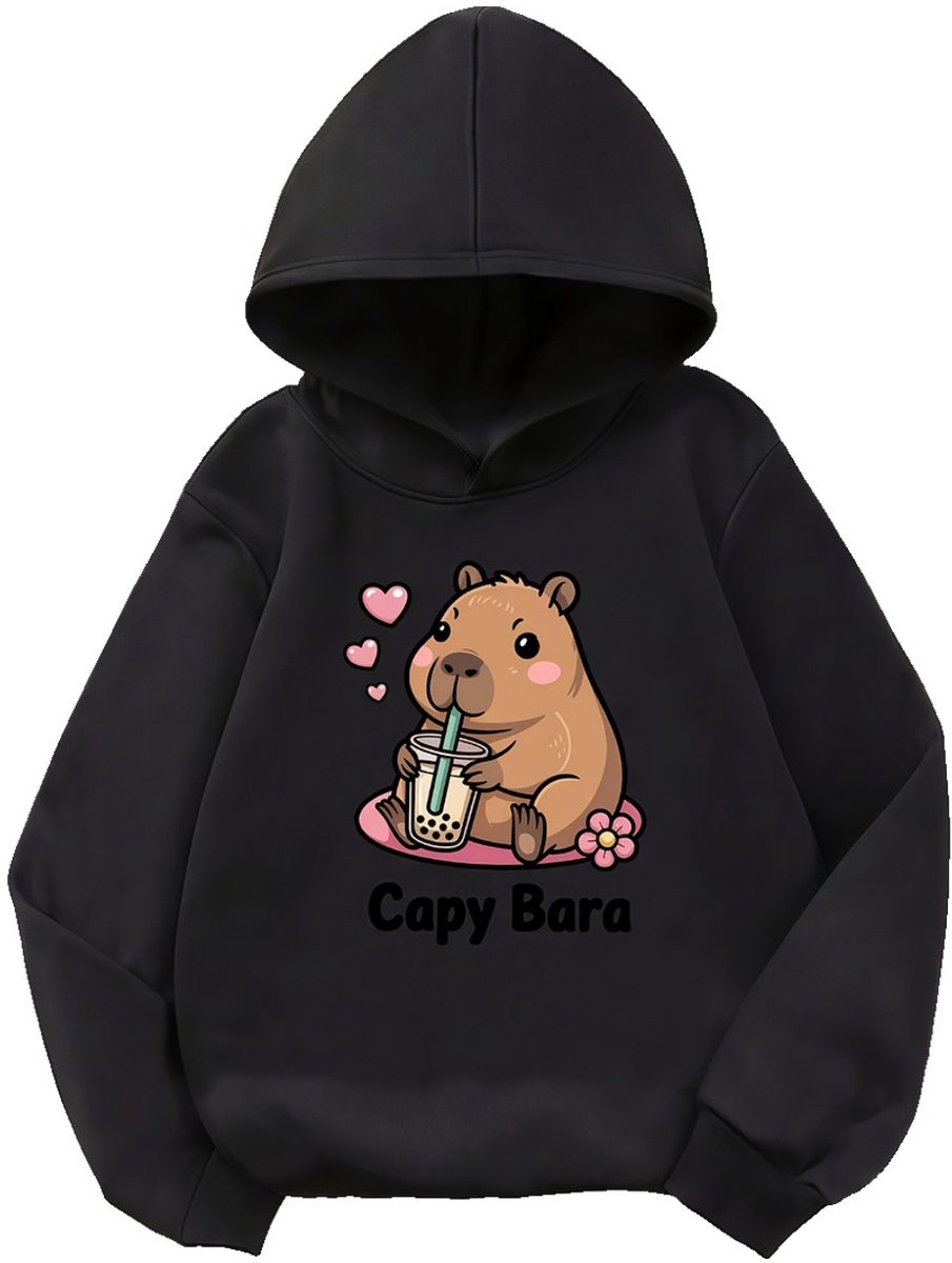 Currero Hoodie Meisjes Warme Hoodie Met Capuchon Comfortabele Sweater Meisje Casual Trui Pullover Meisjestrui 13-14 Jaar Zwart