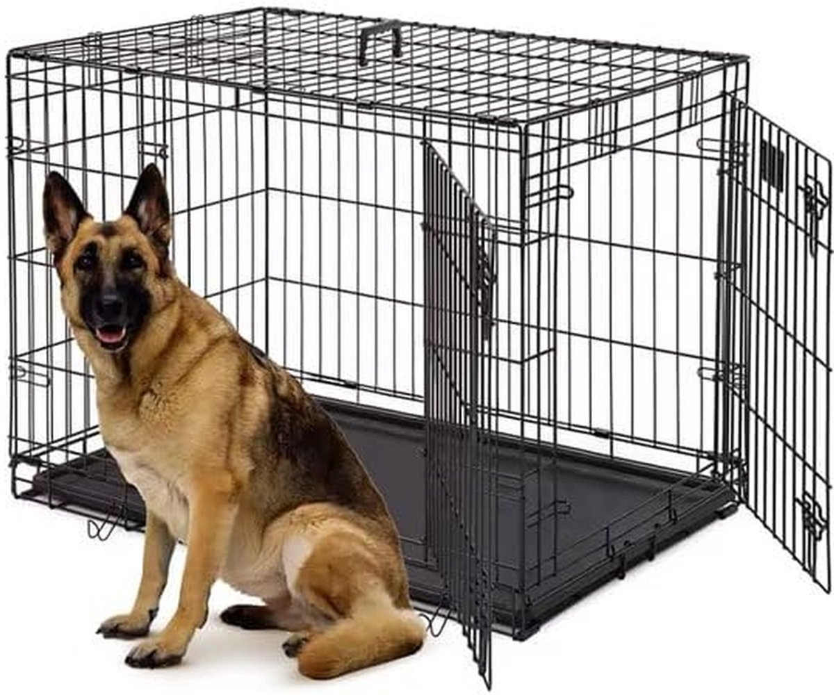 Hondenkooi XL - Transportbox Bench - Veilig Transport - Dubbele Deuren - 107x71x77.5cm - Zwart