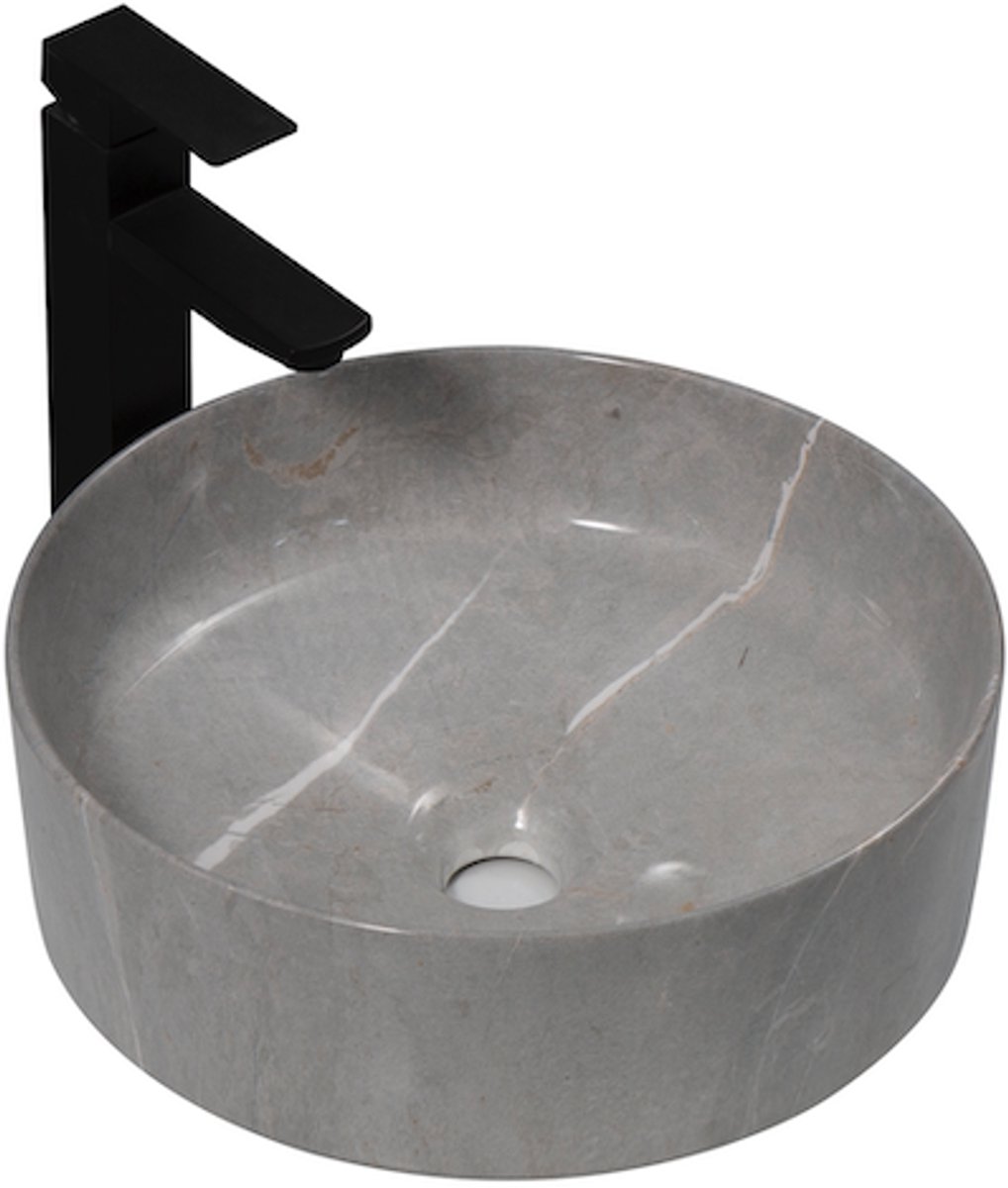 LINEA UNO - Venta 37 - Grijs marmer - Waskom - - Keramiek - Rond - 251104