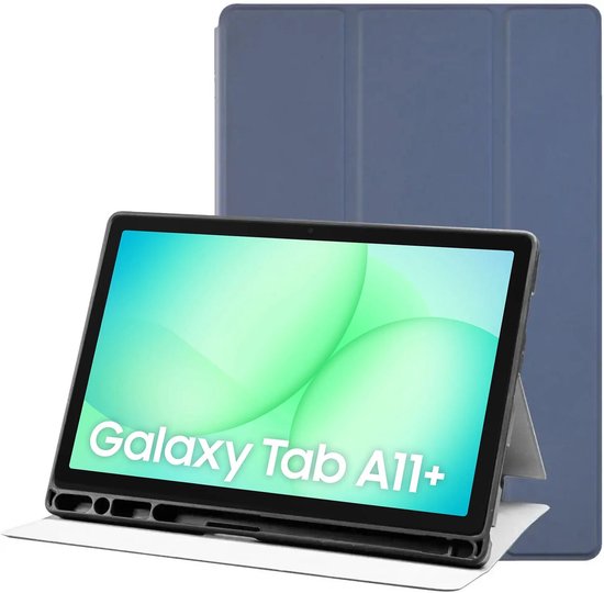 Blauwe book case in tri-fold design met standaard functie voor de Galaxy Tab A11+