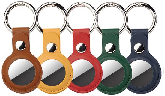Apple AirTag Kunstleer Hoesje 5-Pack Sleutelhanger Bescherming Waterdicht Krasbestendig Keychain