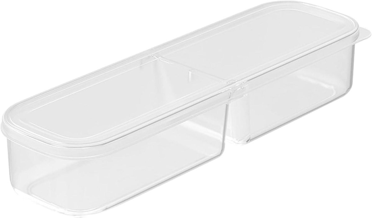 Koelkast Opbergbakken - Vriezerdozen Deksel - Voedsel Bewaren - Stapelbaar Ontwerp - 28x9x6 cm - Transparant