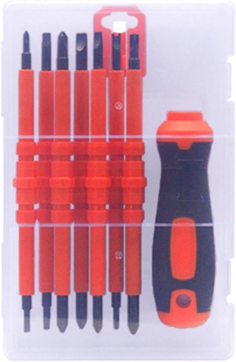 Geïsoleerde Schroevendraaierset - VDE Schroevendraaiers - Elektrisch Werk - 1000V Veiligheid - 8 Delig - Rood Zwart