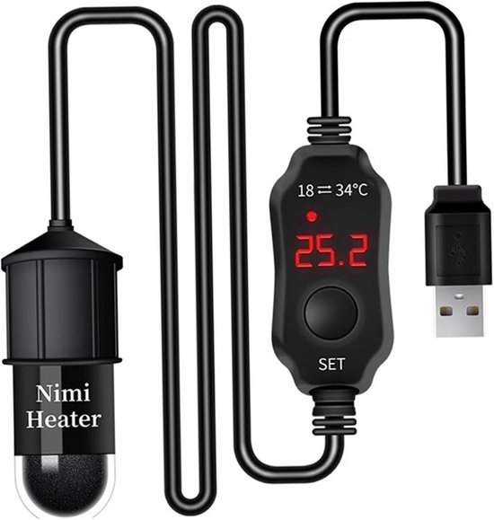 Aquarium Verwarming - Vis Tank Heater - Tropische Vissen - Ingebouwde Thermometer - 10W - Zwart