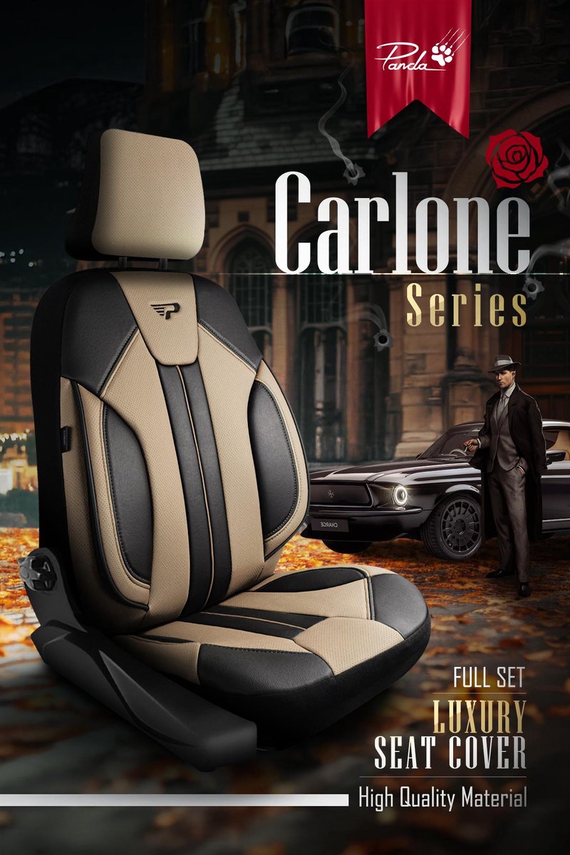 Stoelhoezen Ford Mustang 1995-2004 – Carlone Beige – premium skai leer – complete set voor 2 voorstoelen – slijtvast en eenvoudig te reinigen