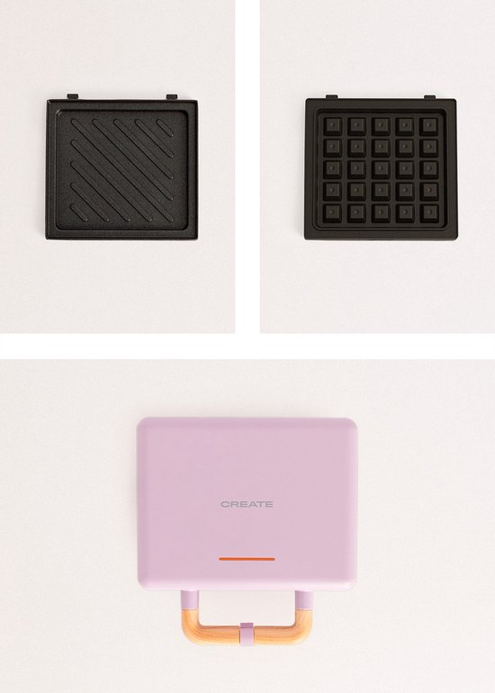 CREATE - Tosti-ijzer, grill en wafelijzer met verwisselbare platen - Dubbel - STONE STUDIO van CREATE — afbeelding 4