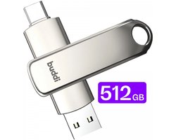 Buddi Clé USB-A et USB-C Dual Memory Stick 512 Grijs