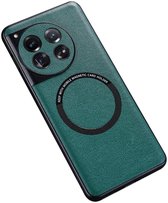 Étui en simili cuir adapté au OnePlus 12 - Coque arrière élégante - Housse de protection fine et confortable - Vert