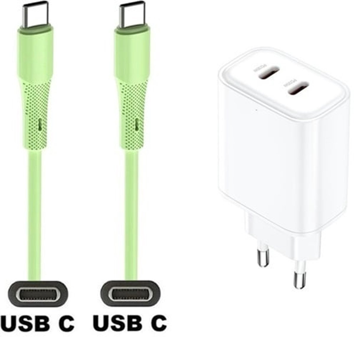 35W super snellader met 2 poorten USB C en USB C + 1,0m USB C naar C kabel. Universele PD lader. Oplader adapter past op Kobo (Rakuten) eReader Elipsa, Elipsa 2E, Sage, Libra 2, Libra Colour, Clara 2E, Clara Colour, Clara BW - Kindle (Amazon) Scribe
