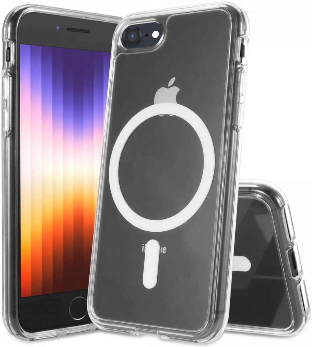Hoesje Geschikt voor Apple iPhone SE (2022 / 2020) / 8 / 7 - Compatibel met MagSafe - Hard Back Cover met Magneet - Transparant