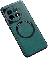 OnePlus 11 Hoesje MagSafe Kunstleer Back Cover Groen