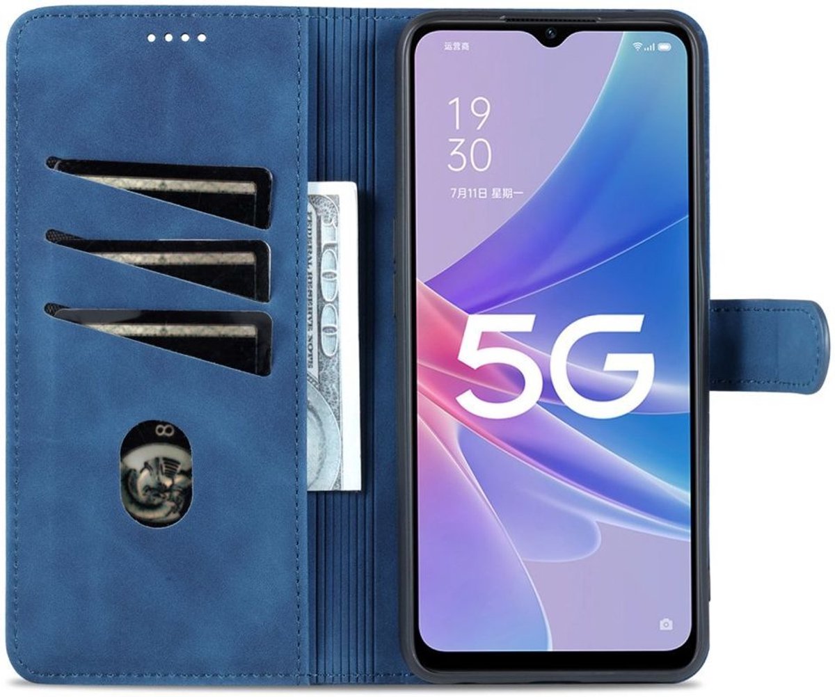 AZNS Oppo A58 5G / A78 Hoesje Portemonnee Book Case Kunstleer Blauw