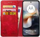 Rosso Element Geschikt voor Motorola Moto G56 | Wallet Book Case | Portemonnee Hoesje | 3 Pasjes | Magneetsluiting | Stand Functie | Rood