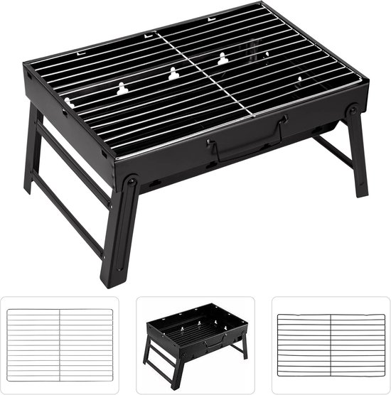 Draagbare Opvouwbare Houtskool BBQ Grill - Middelgroot (5–7 Personen) - Compact & Lichtgewicht - Ideaal voor Camping, Picknick, Terras & Tuin - 52 x 29 x 22 cm — afbeelding 5