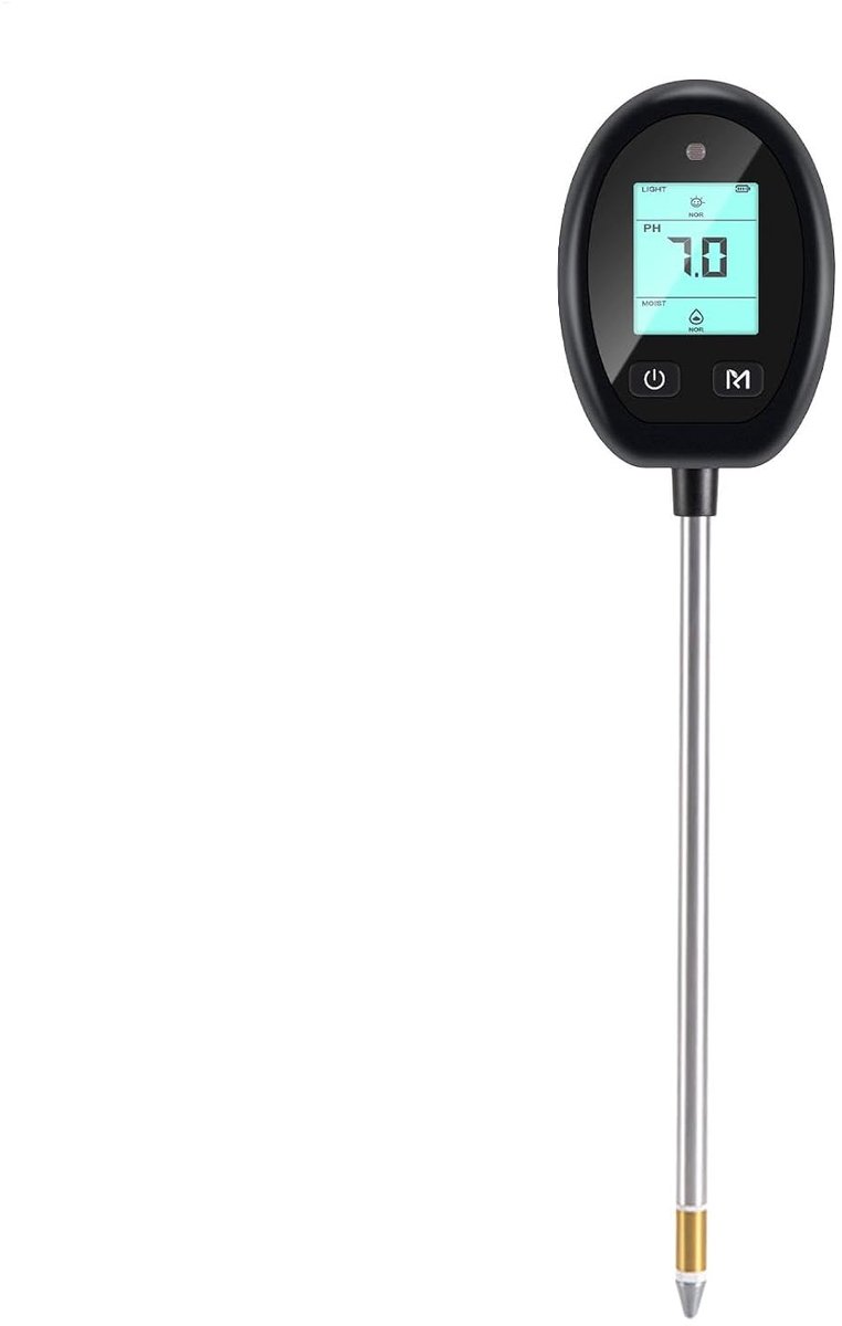 Bodemmeter - Grondtester Vochtigheid - Planten Verzorgen - Zes Functies - 31 cm Lengte - Zwart
