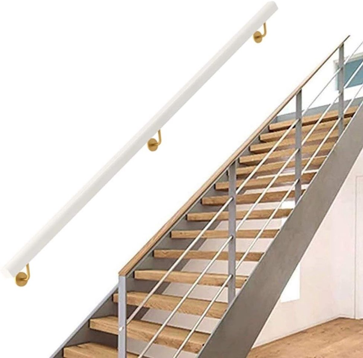 Houten Trapleuning - Handgreep Steunbalk - Veiligheid Verhogend - Massief Hout Gelakt - 30-600 cm - Niet gespecificeerd