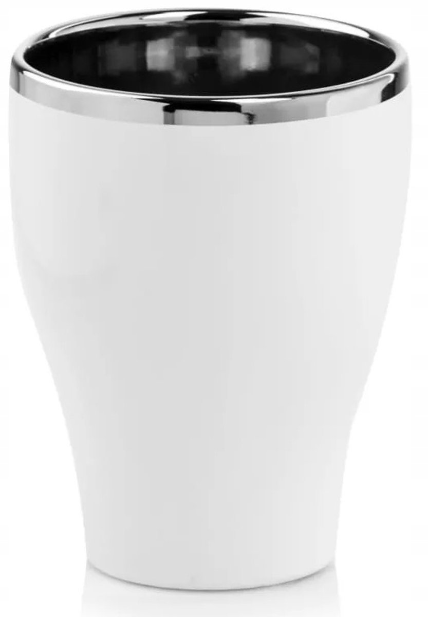 Polnix Serie - Keramische Overschaal - 14x18 cm - Wit en Zilver - Uniek Ontwerp