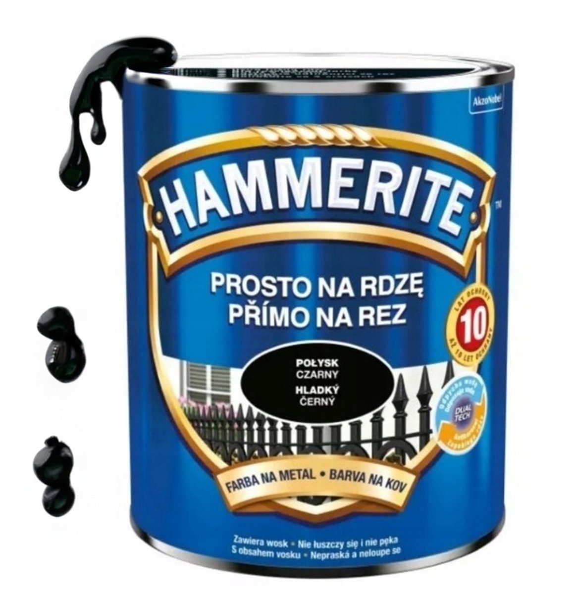 Hammerite Direct roest glad Glad 2,5l, Zwart