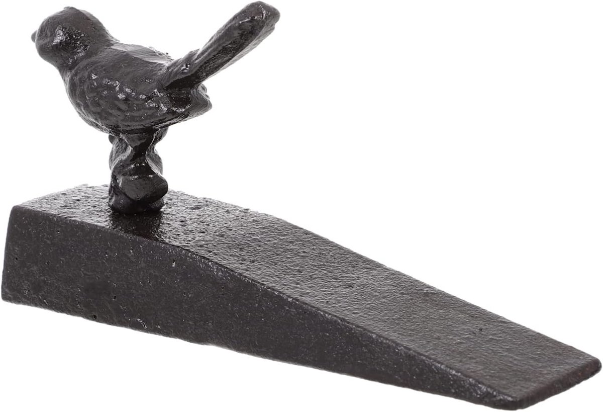 IJzeren Deurstopper - Deurwig Vogel - Deur Open Houden - Gietijzeren Constructie - 16.5 cm - Bruin