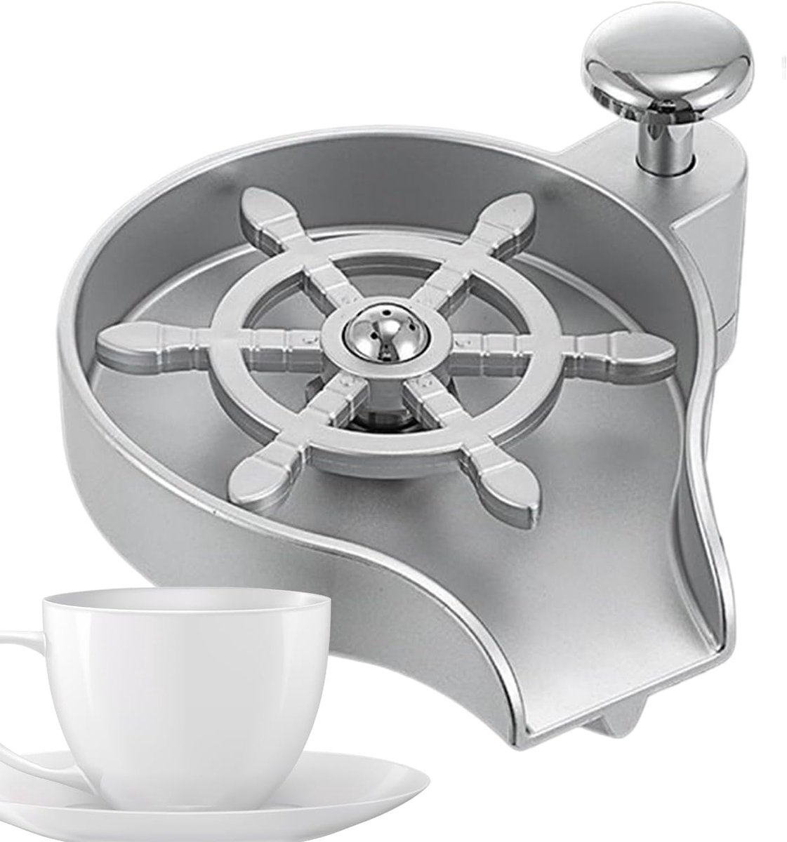 Flessenspoeler Keuken - Spoelbak Gereedschap - Hygiënisch Reinigen - Geïntegreerde Zeepdispenser - 15x14x11 cm - Zilver
