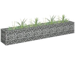 Gabionen Mand - Bloembak Steenkorf - Tuin Afscheiding - Gegalvaniseerd Staal - 180 x 30 x 30 cm - Zilver