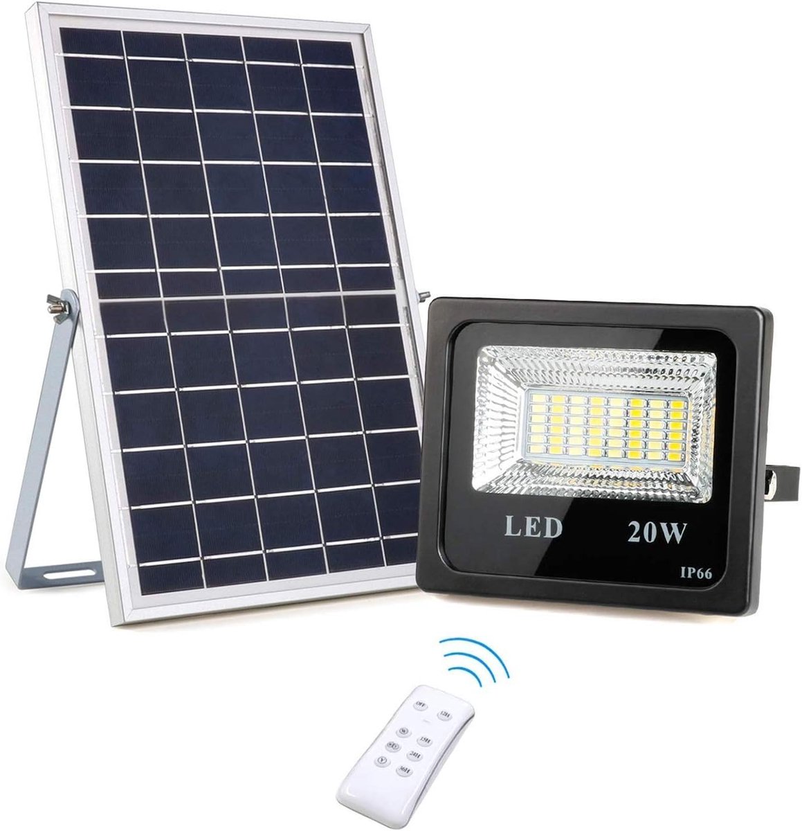 Led Solar Lamp - Buitenlamp Solar - Tuin Verlichten - Drie Kleurtemperaturen - 800 Lumen - Grijs