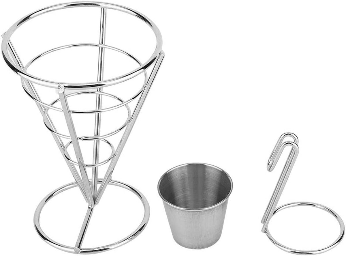 Friet Display Rack - Snack Houder - Buffet Party - Met Sausbeker - 14.5 x 10 cm - Zwart