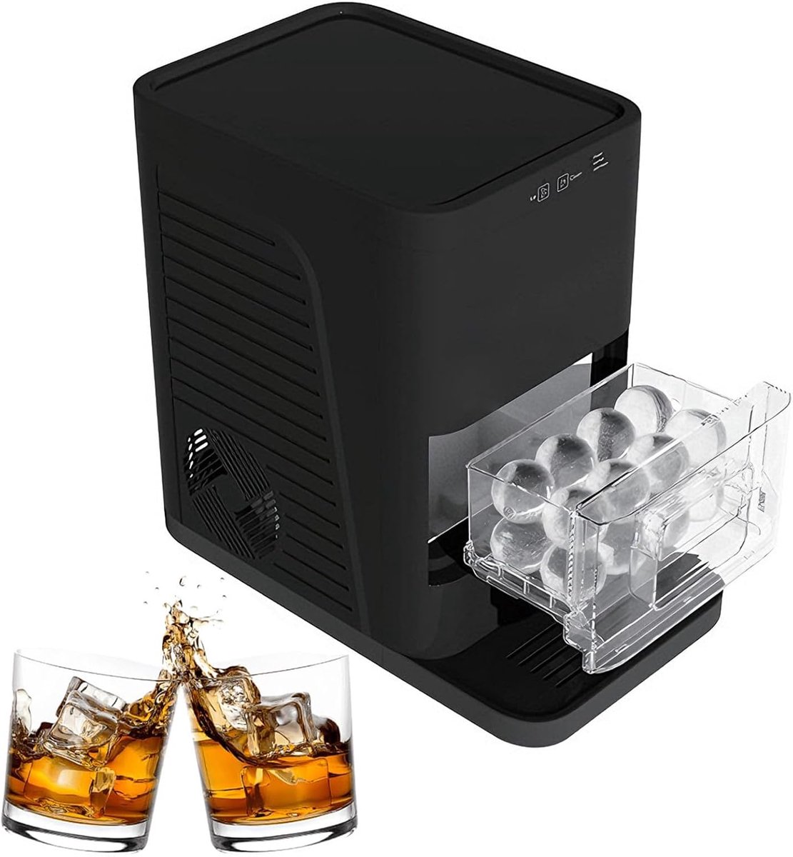 IJsmachine Bolvormige - Ijsbollenmaker Bar Kwaliteit - Drankjes Koelen - Kristalheldere ijsbollen - 50 mm - Zwart