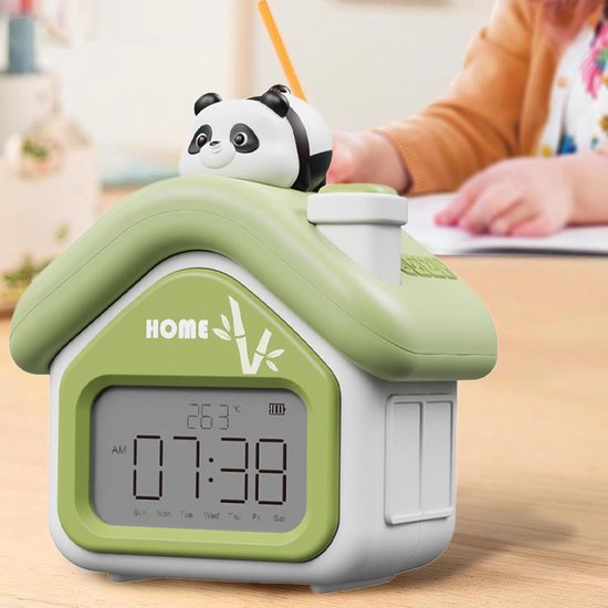Kinderwekker Cartoon - Digitale Klok Peuter - Gewoontes Opbouwen - Met Nachtlamp Functie - 95 cm Breed - Groen — afbeelding 5