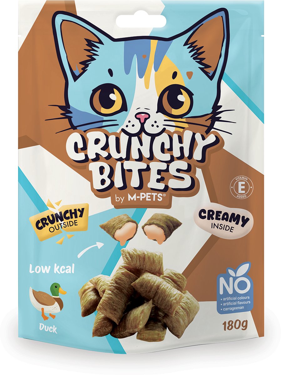 M-PETS CRUNCHY BITES kat snack eend - 180 g - per 10