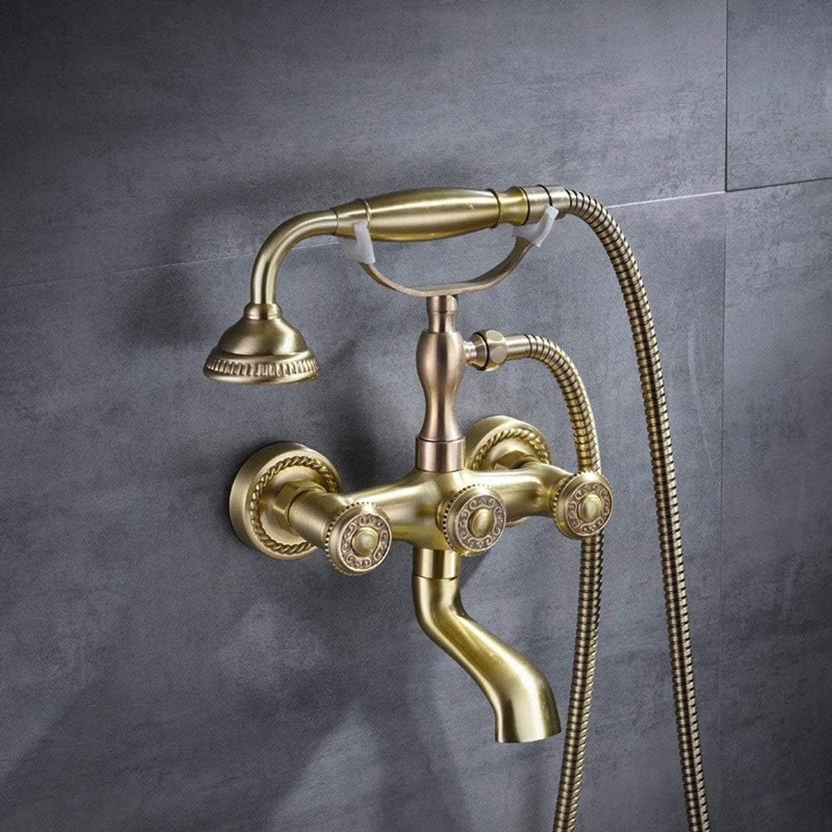 Douchekraan Set - Bidet Spuit - Badkamer Reiniging - Alle Bronzen - Muur Montage - Koper