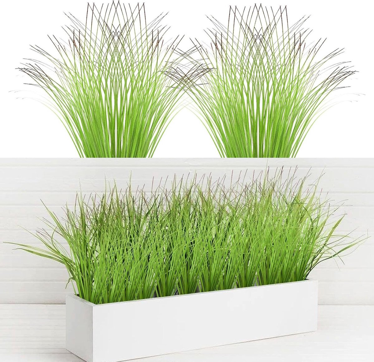 Set van 12 Kunstplanten - Realistische Kunstgrasplanten voor Buiten en Binnen - UV-bestendige Decoratieve Planten voor Tuin en Balkon