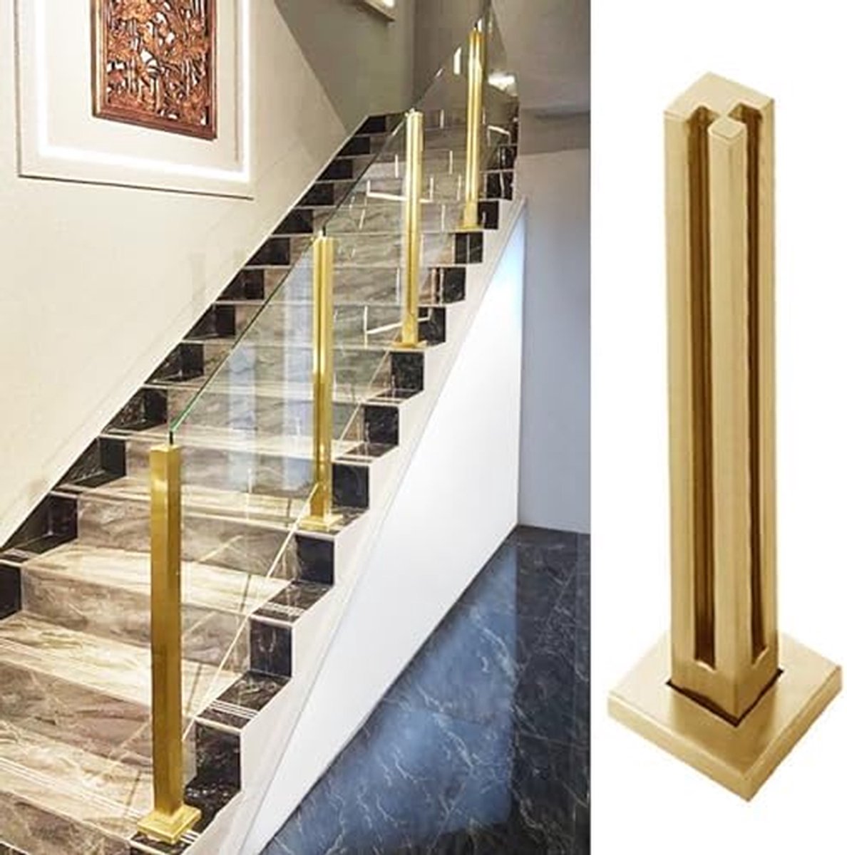 Reling Paal - Baluster Paal - Buitenruimte Verbeteren - Verstelbaar Paneelontwerp - 120cm - Goud
